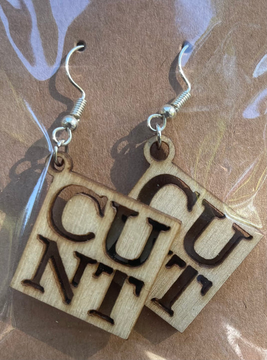 C Word Square Earring