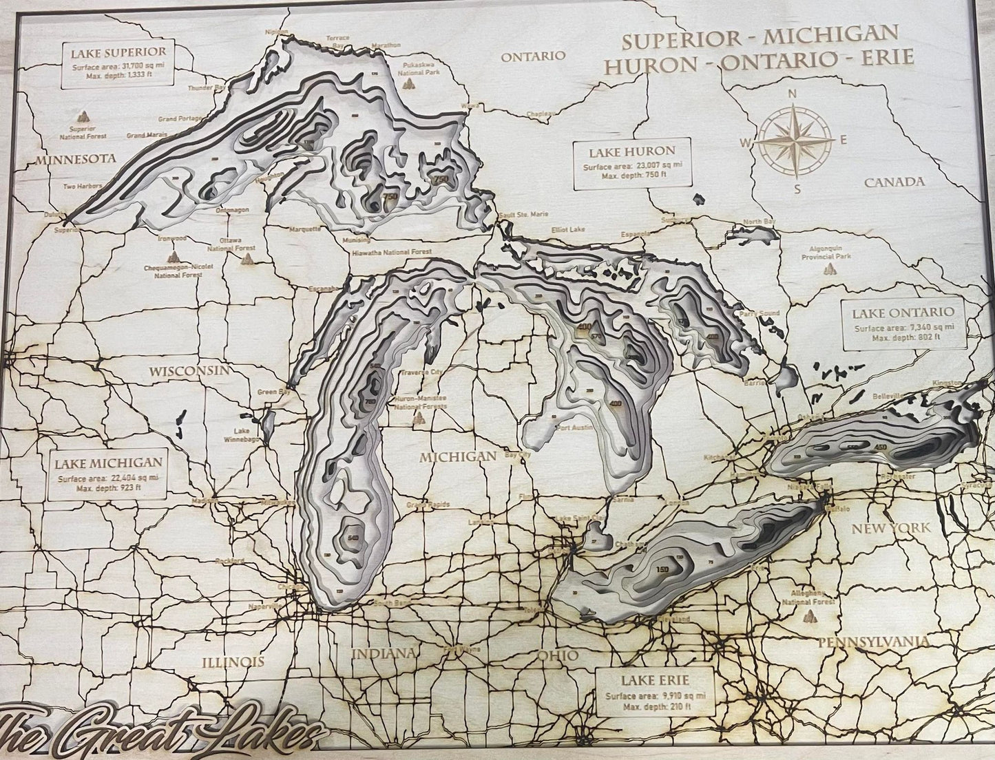 Lake -The Great Lakes Bathymetric Map