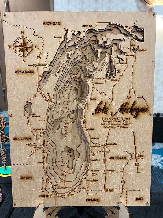 Lake Michigan Bathymetric Map