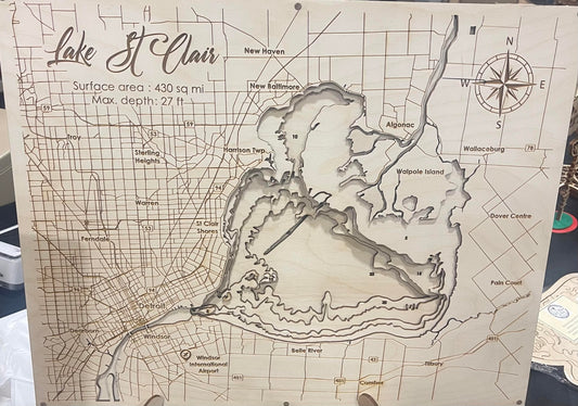 Lake St. Claire Bathymetric Map